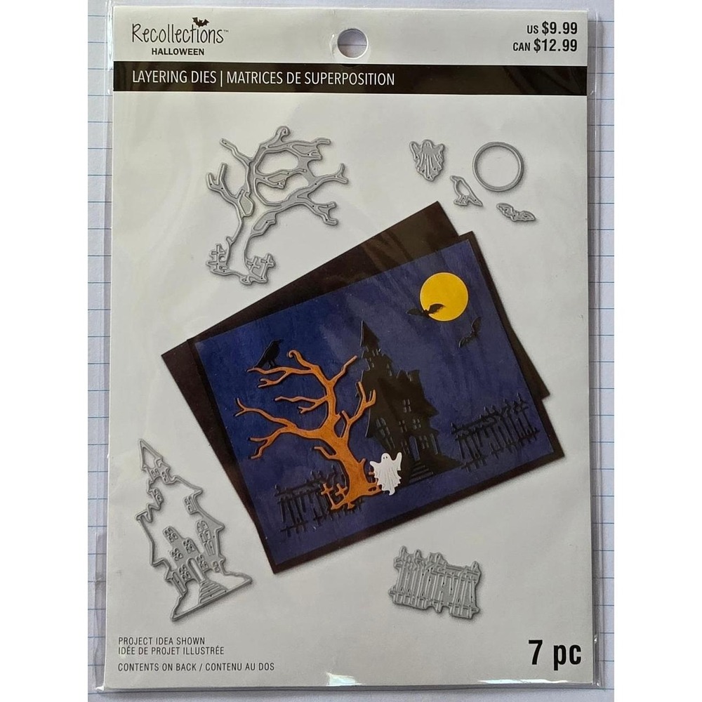 Recollections Halloween Layering Dies Set - Haunted House, Trees, Fence